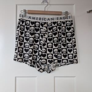 American Eagle Outfitters Black and White Skull Heart Women Shorts